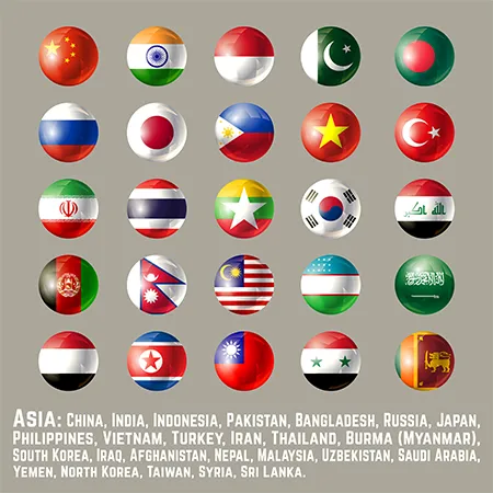 پرچم های وکتوری کشورهای آسیایی